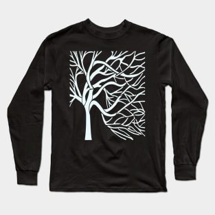 A Bare Tree Cut Out In White Long Sleeve T-Shirt